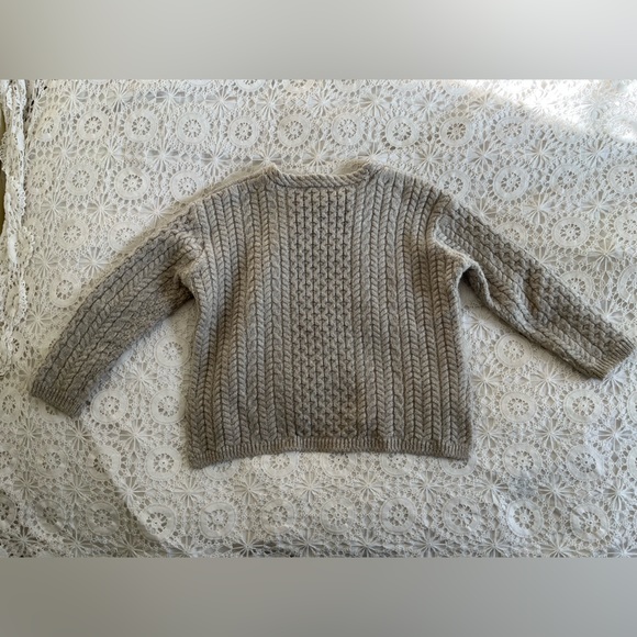 Irelandseye knit gray virgin wool fisherman crewneck sweater - Picture 5 of 5